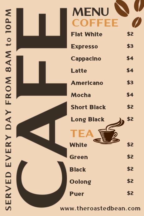 Cafe Menu Template Poster