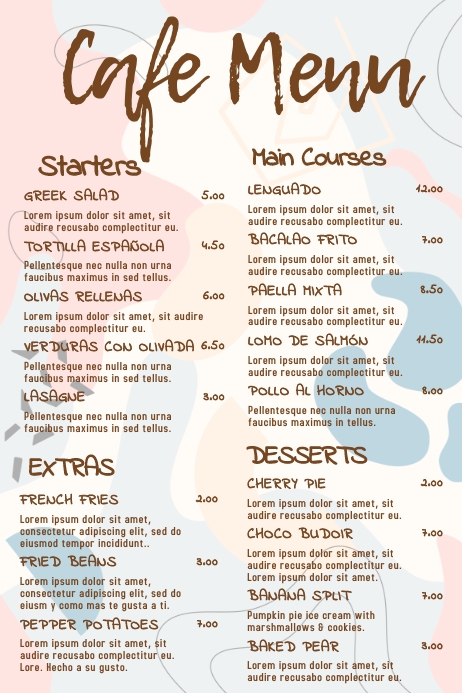 Cafe Menu Template Poster
