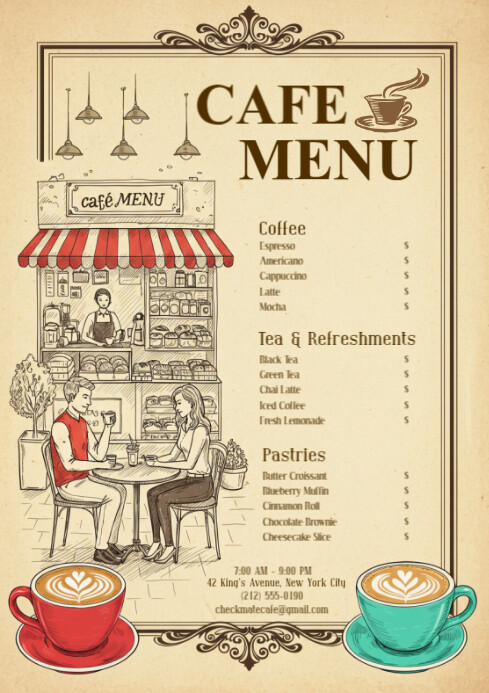 Cafe Menu Template A4