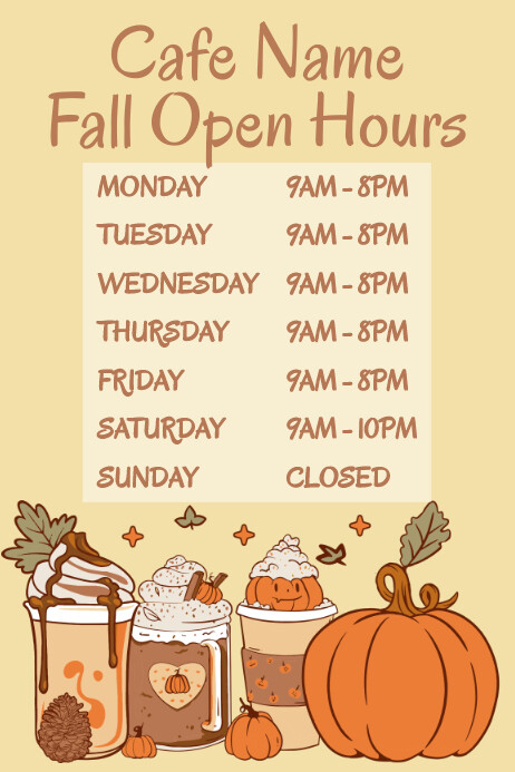Free Cafe Opening Hours Door Poster Template | PosterMyWall
