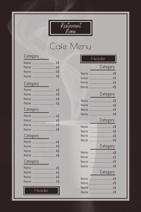 Price Label For Menu Examples Grey Cafe Menu Posters Template | PosterMyWall