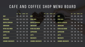 Cafe Shop Menu Board Pantalla Digital (16:9) template