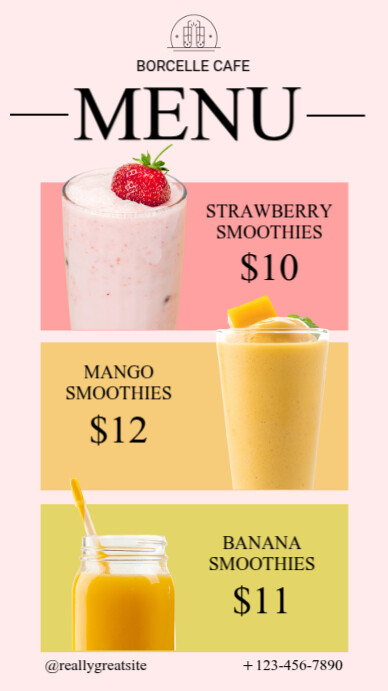 Cafe Smoothie Menu Instagram Story template