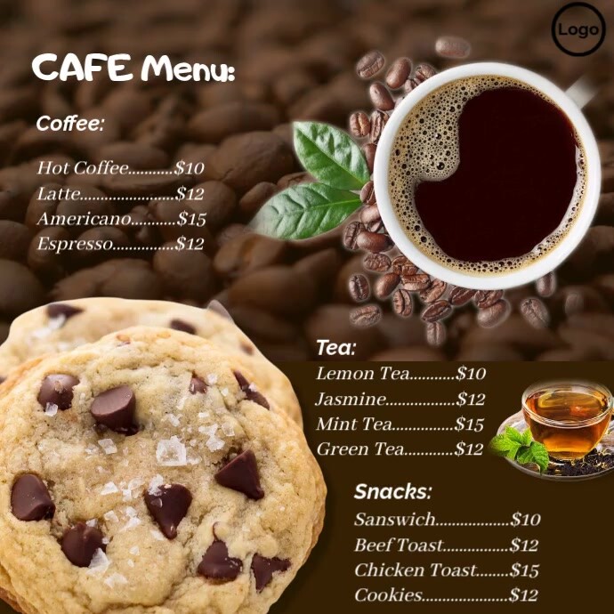 Café menu Kwadrat (1:1) template
