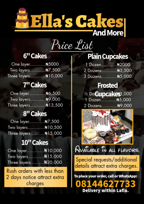 Black and Gold Confectionery Menu Design A6 template