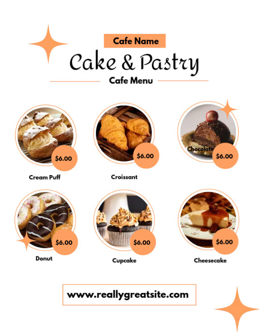 Sample Pastry Menu CAKE AND PASTRY MENU TEMPLATE | PosterMyWall