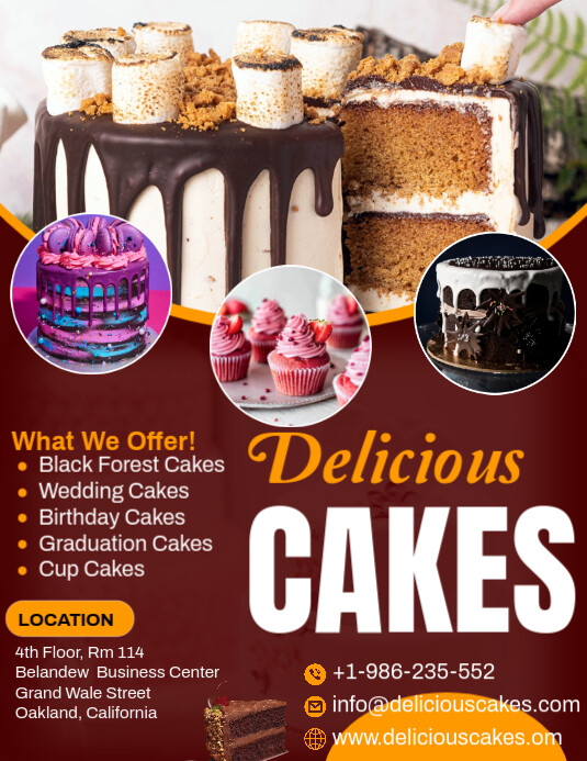 Cake Bakery Ad Flyer Iflaya (Incwadi ye-US) template