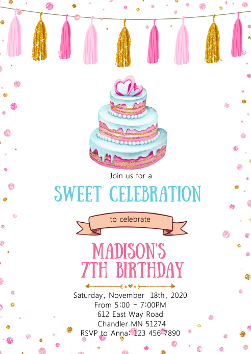 Cake Event Invite Cake birthday party invitation Template | PosterMyWall