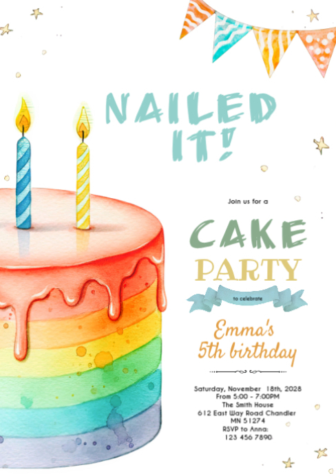 Cake birthday theme invitation Template | PosterMyWall