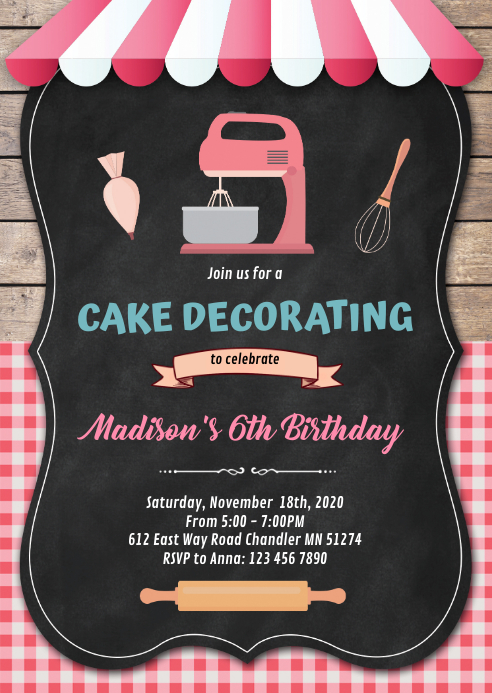Cake Event Invite Cake decorate baking birthday invitation Template | PosterMyWall
