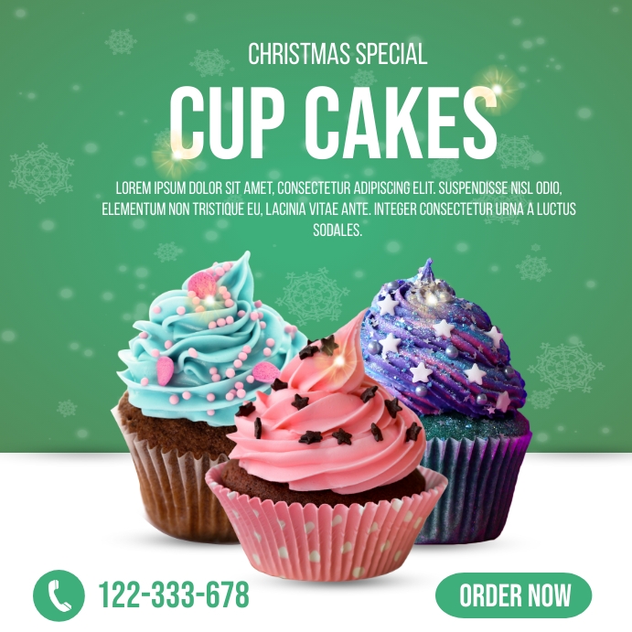 Cake Flyer Examples Christmas Cupcakes Promotion Template | PosterMyWall