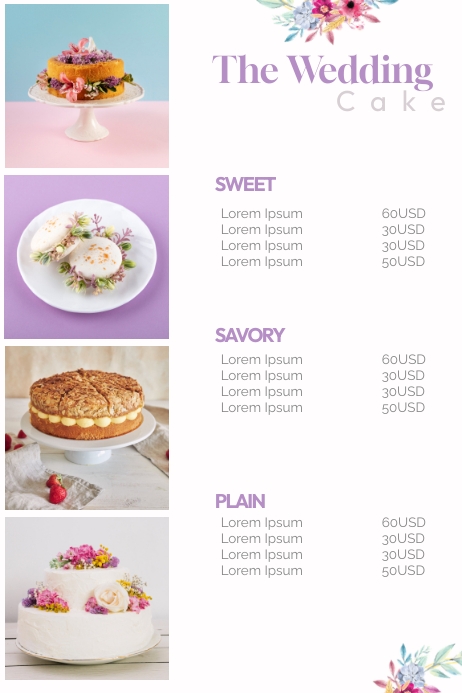 cake menu Template | PosterMyWall