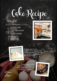 Cake Recipe Format Cake Recipe Cooking Baking Bakery Sweets Blog Template | PosterMyWall