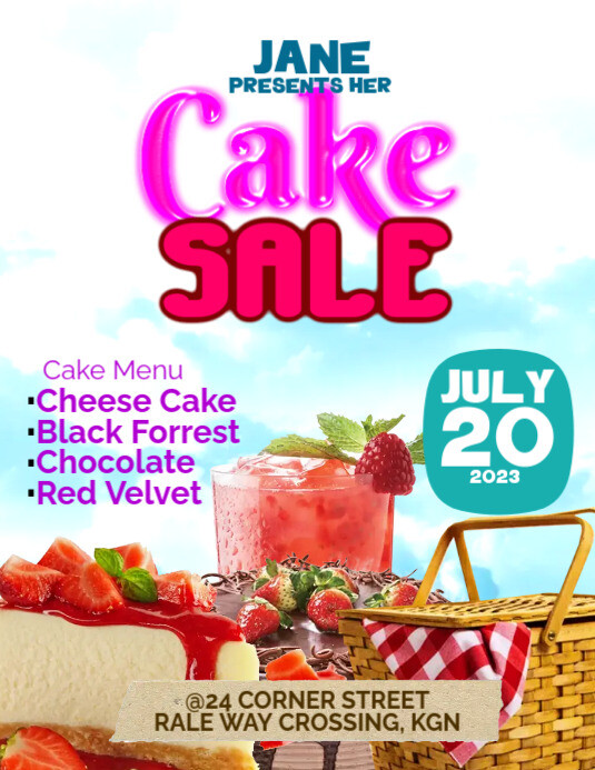 Cake Sale Flyer ใบปลิว (US Letter) template