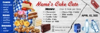 Cake Sale Ticket Maximalist Blue gingham Twitter Banner template