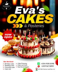 Cake shop bakery pastry wedding birthday cake sale offer open online promotion flyer poster template Instagram Portrait