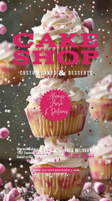Cake Shop Sweet Bakery Ad Social Media Template | PosterMyWall