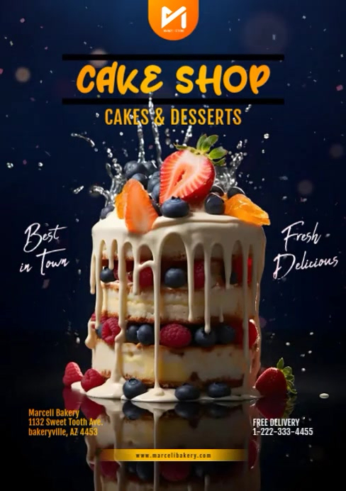 Cake Course Poster Cake Shop Sweet Bakery Flyer Ad Template | PosterMyWall