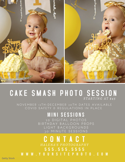 Cake Smash Session Photography Fly Pamflet (Letter AS) template