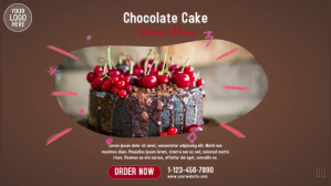 Brown Chocolate Cake Menu Digital Display Template