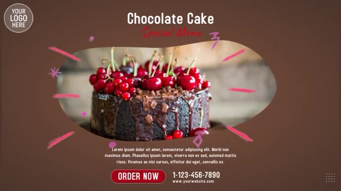 Cake Special Menu Video Ad 数字显示屏 (16:9) template
