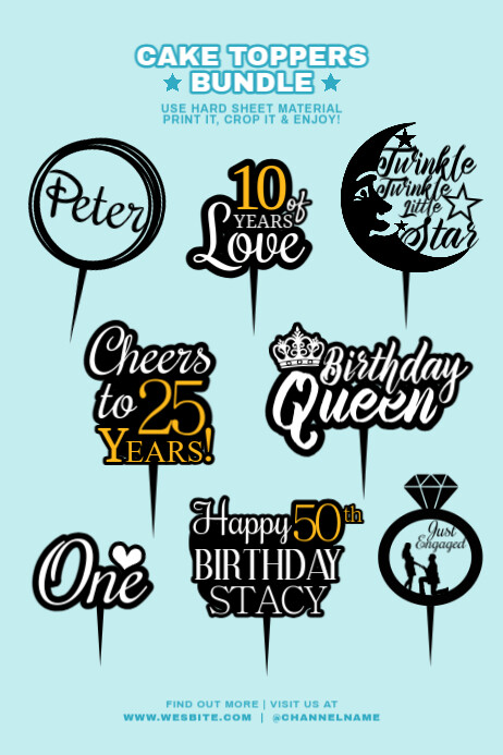 Cake Topper Bundle Template | PosterMyWall