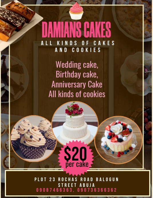 Cakes (6) Flyer (US-Letter) template