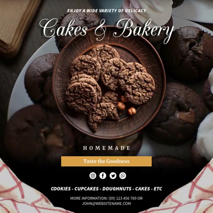 Cakes & Bakery Square Video Post Instagram template