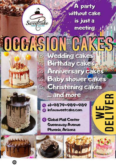 Cake Flyer Examples Cakes and Pastries Bakers business flyer Template | PosterMyWall