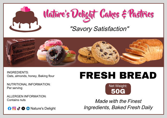 Cakes Bakers Product Label A6 template
