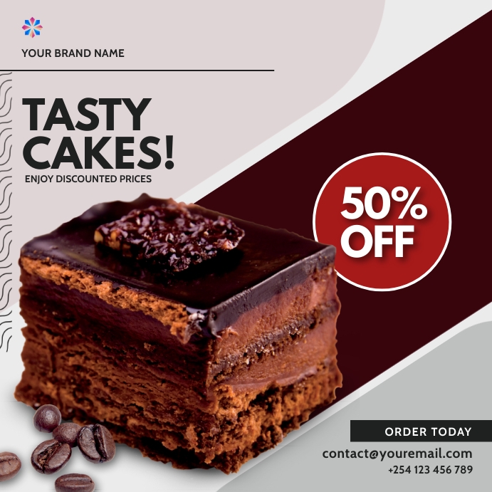 cakes food menu restaurant sale flyer Square (1:1) template