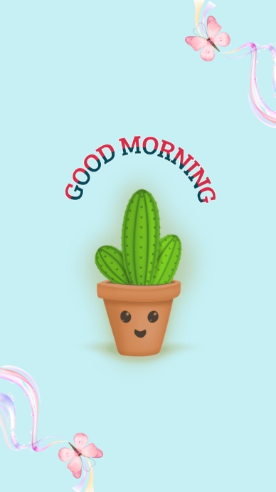 caktus cartoon good morning greeting Instagram 快拍 template