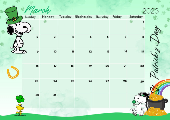 calendar-march-2025-snoopy-template-postermywall