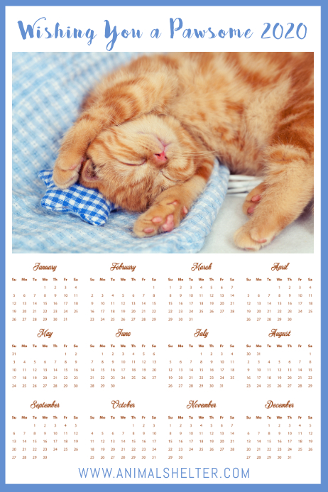 Kalender 2020 Templat Poster Kucing Postermywall Kalender 2020 Templat Poster Kucing Postermywall