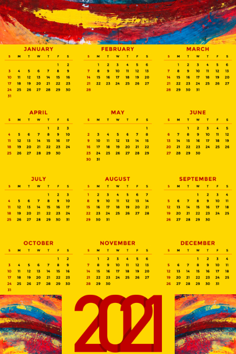 Calendar 2021 Poster Template Affiche