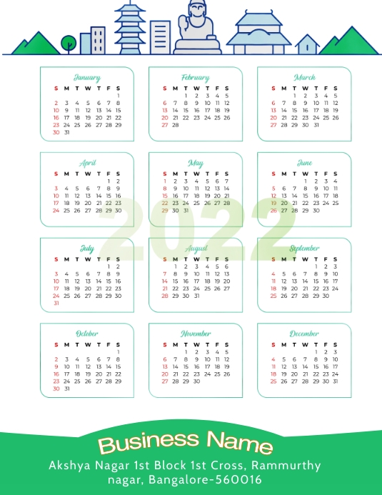 calendar 2022 Template PosterMyWall