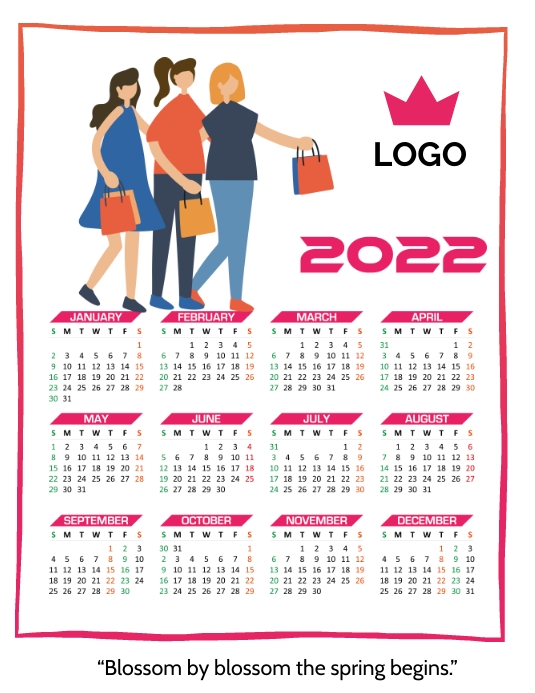 calendar 2022 Volantino (US Letter) template