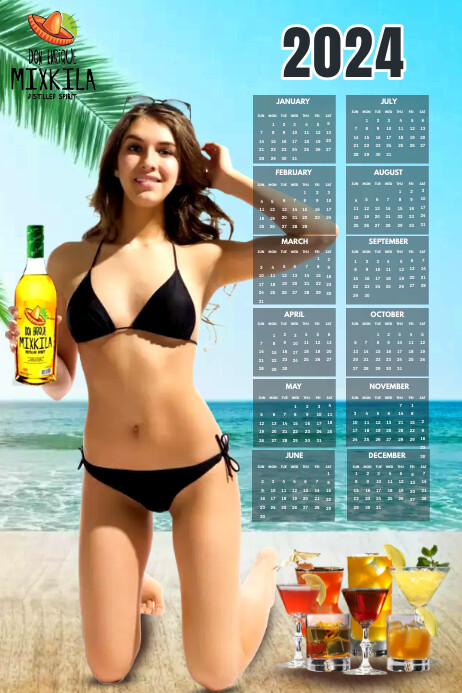 Calendar 2024 Bikini Model Affiche template