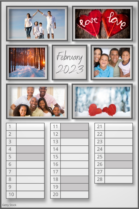Copy of Calendar 2023 February Family Pictures Planne | PosterMyWall