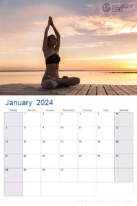 Calendar 2024 January Poster template