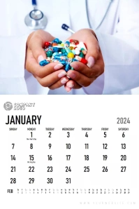 Calendar 2024 January Poster template
