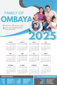 Calendar 2025 Blue Cartaz template