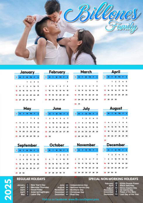 Calendar 2025 Blue A4 template