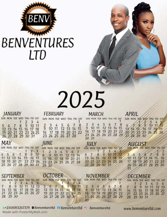 Calendar 2025 Template PosterMyWall