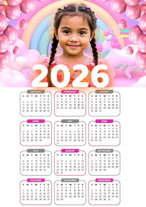 Calendar 2026 Poster A4 template