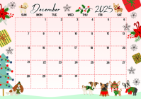Calendar December Dogs 2025 A4 template