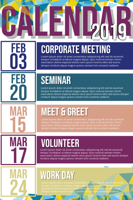 Calendar Template PosterMyWall