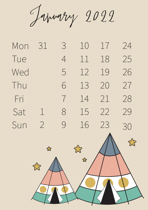 Calendar A4 template