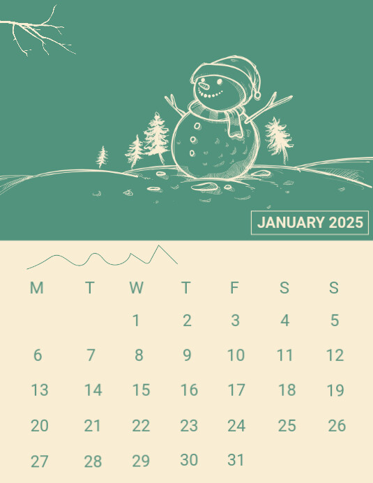 Calendar January 2025 Template PosterMyWall