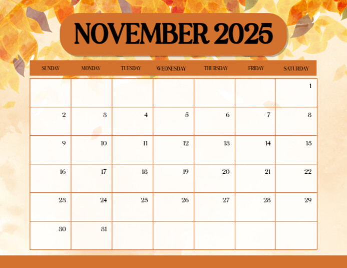 Modèle Calendar November 2025 | PosterMyWall